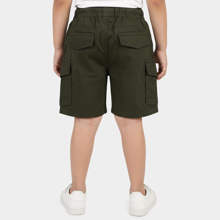 Boys Green Regular Fit Casual Bermuda Shorts, Dark Green, large