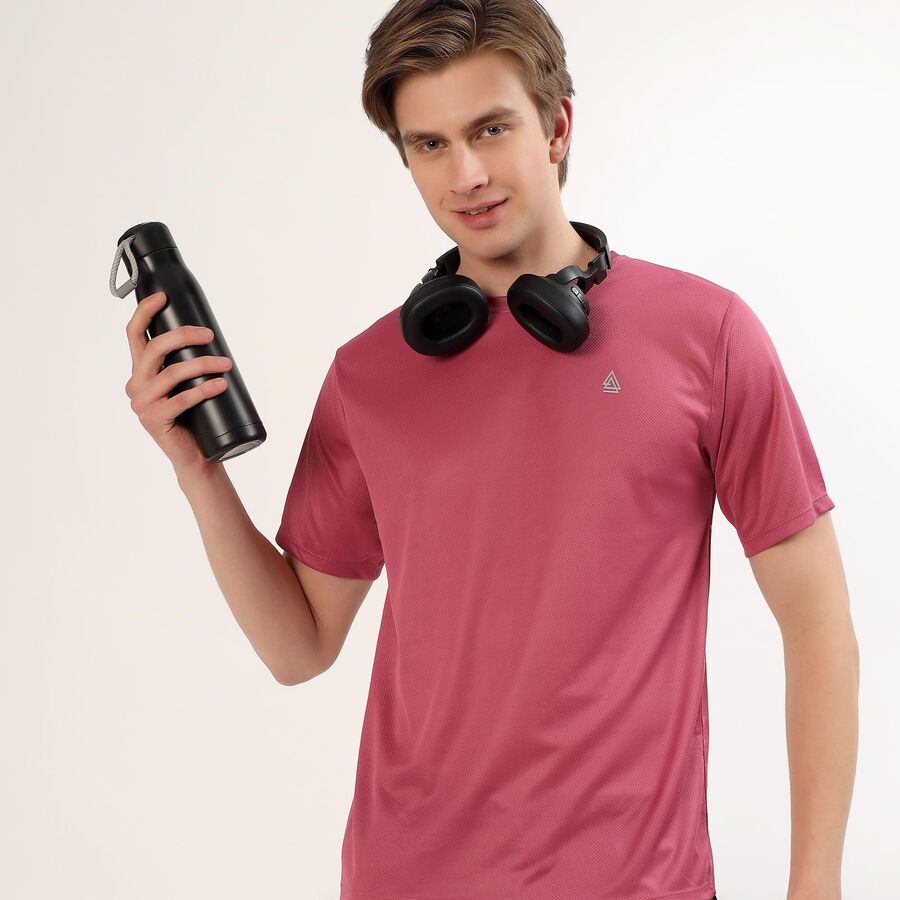 Men's Light Pink Crew Neck Athleisure T-Shirt, Light Pink, large