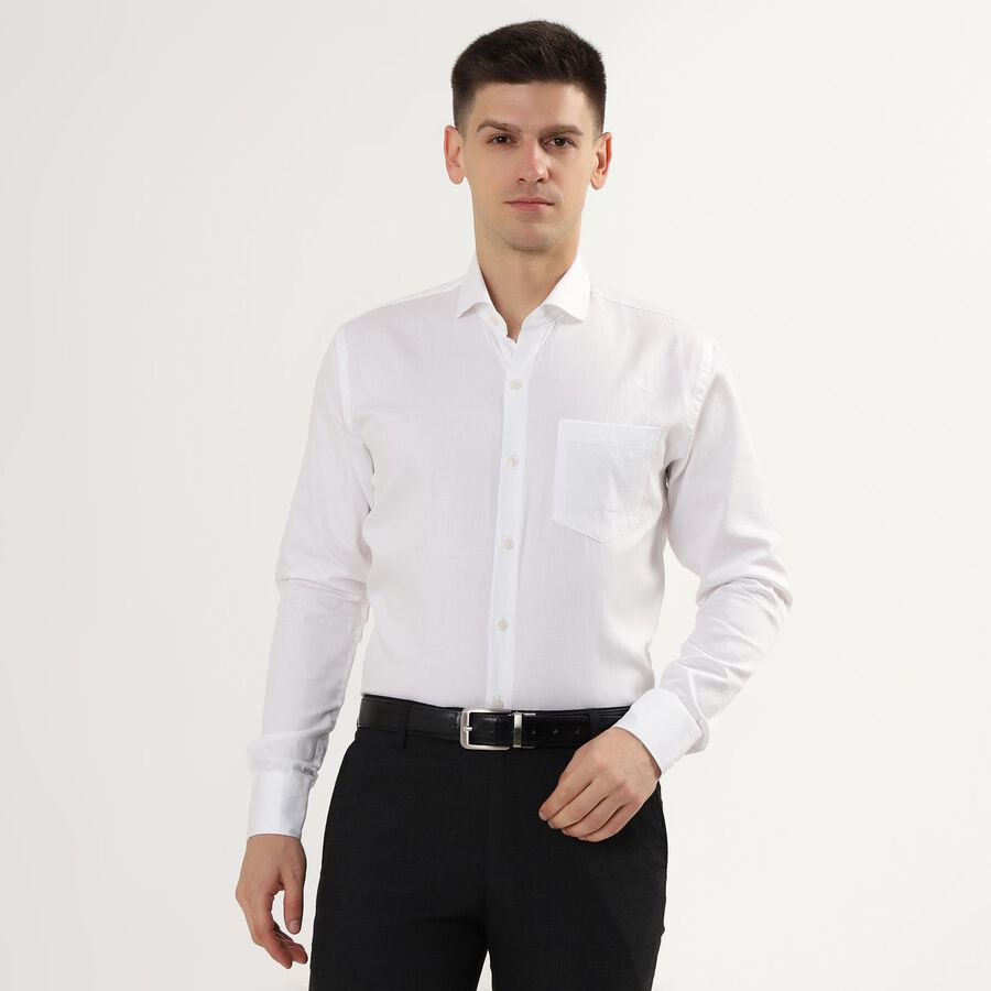 Men's 100% Cotton Cut Away Collar Formal Shirt , White, large image number null