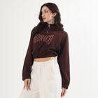 Women's Deep Brown High Neck Casual Sweatshirt, भूरा, small image number null