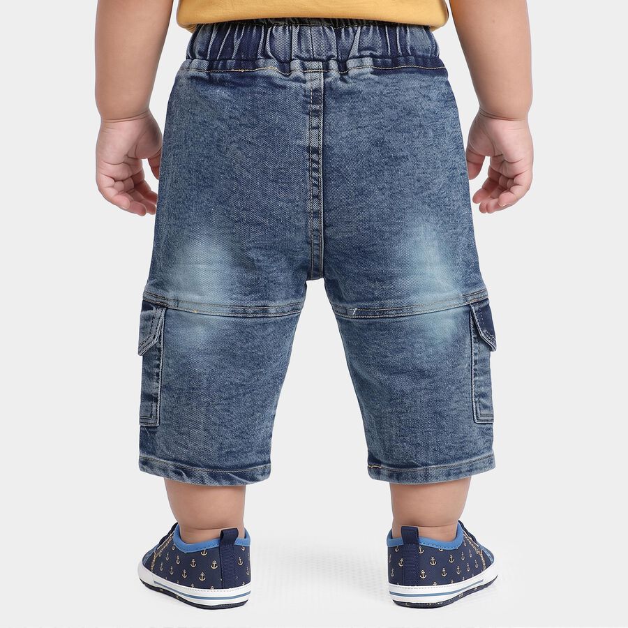 Infants Blue Relaxed Fit Cargo Jeans, मध्यम नीला, large