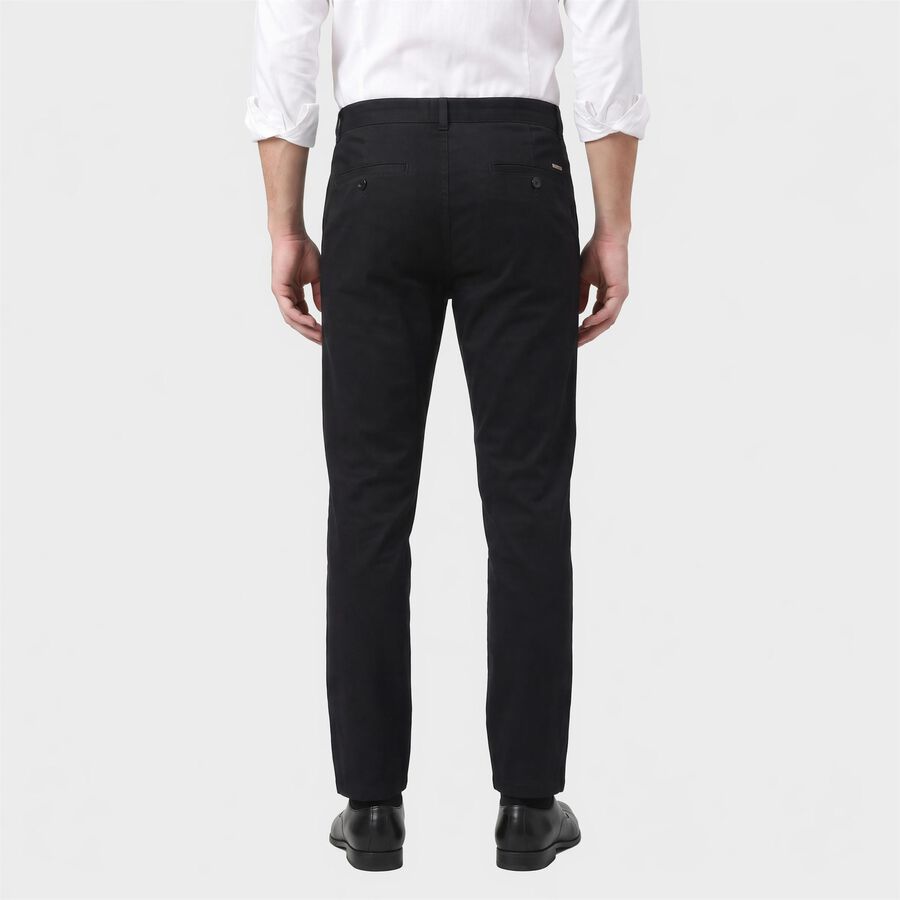 Men's Navy Blue Slim Fit Flat-Front Chino Trousers, नेवी ब्लू, large