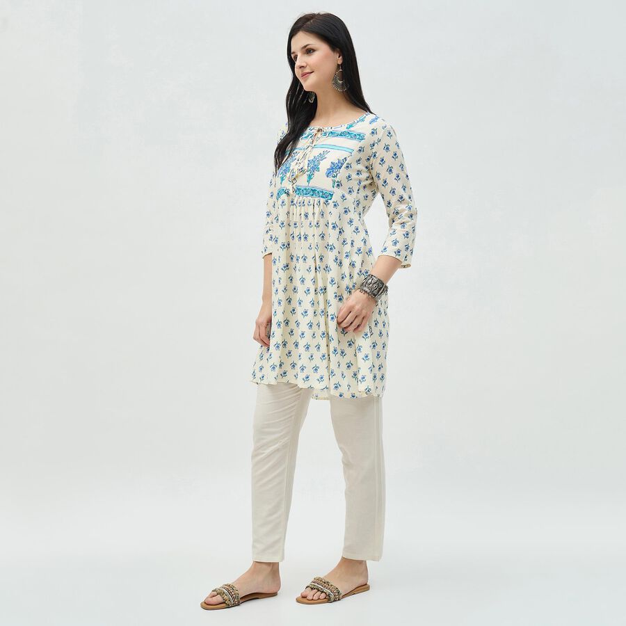 Women's Light Blue Round Neck Classic Kurta, Light Blue, large