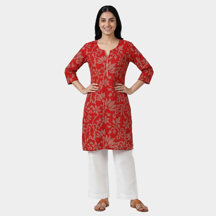 Women's Red Kurta, लाल, large