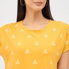 Women's Mustard Yellow Round Neck Printed T-Shirt, Mustard, small image number null