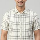 Men's White Cotton Half Sleeves Spread Collar Regular Fit Shirt, सफ़ेद, small