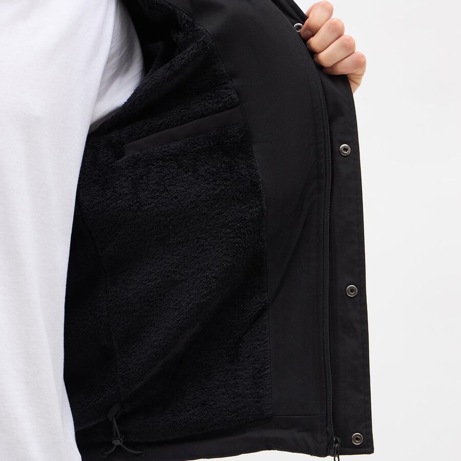 Men's Jet Black High Neck Hooded Casual Jacket, काला, large image number null