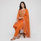 Women's Rust Notch Neck Embroidered Ethnic Set, Rust, small
