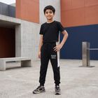 Boys Black Graphic Printed Jogger Pyjama, काला, small