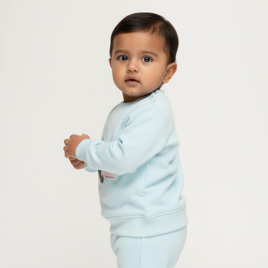 Infants' Light Baby Blue Crew Neck Graphic Sweatshirt, एक्वा, large image number null