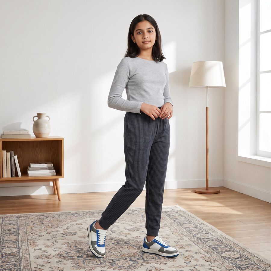 Girls Mid Blue Long Johns Thermal, Mid Blue, large