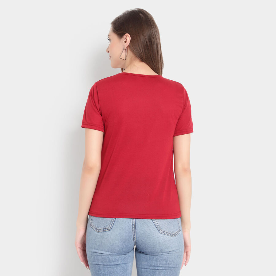 Solid Round Neck T-Shirt, Maroon, large image number null