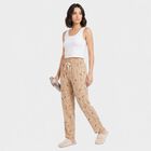Women's Beige Straight Fit Floral Printed Cotton Blend Pyjama, गहरा पीला, small