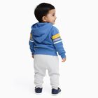 Infants' Blue Hoodie Cuff Sleeve Printed Baba Suit, Mid Blue, small image number null