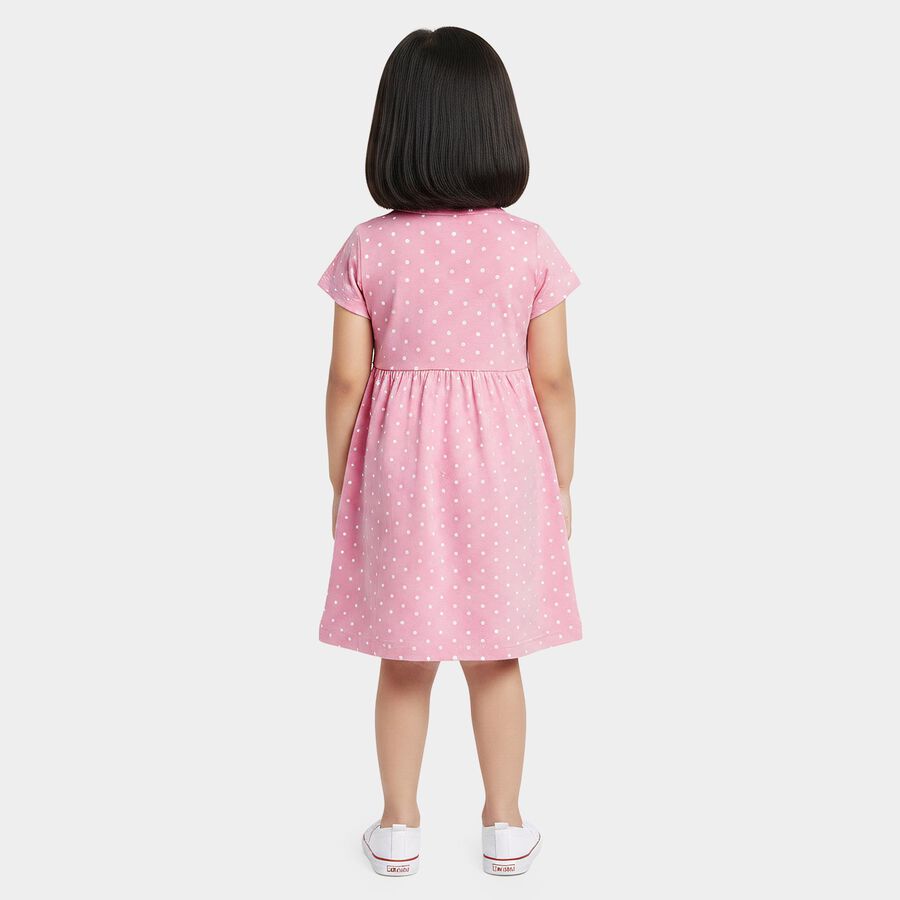 Girls' Lilac Polka Dot Printed Fit and Flare Frock, लाइलेक, large
