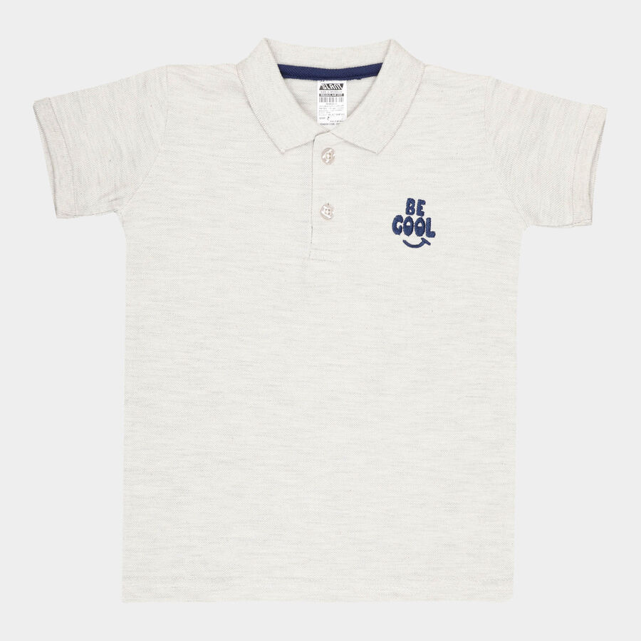Boys Solid T-Shirt, Ecru Melange, large image number null