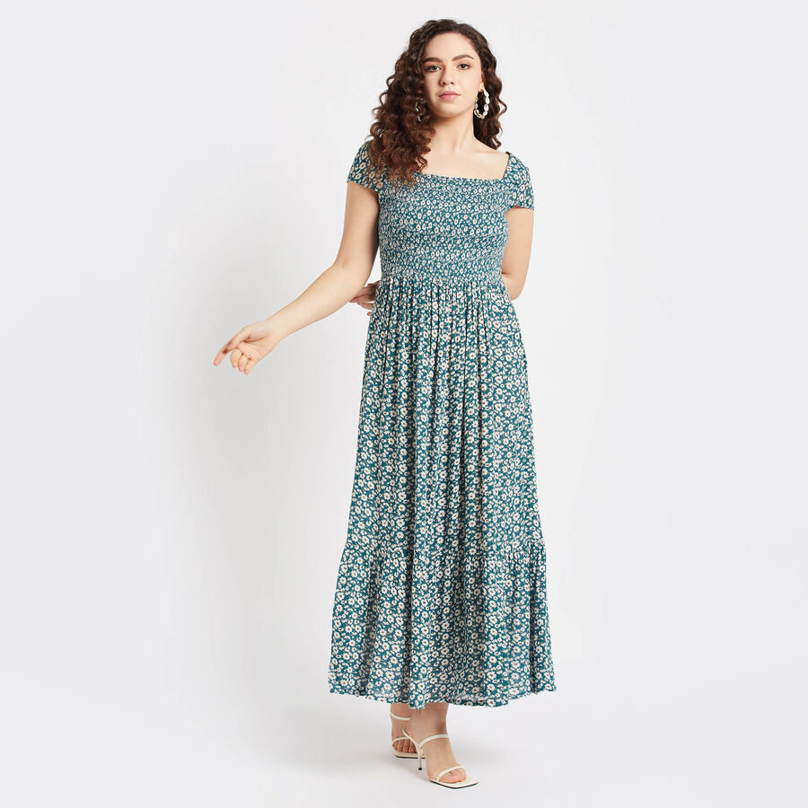 All Over Print Dress, Dark Green, large image number null