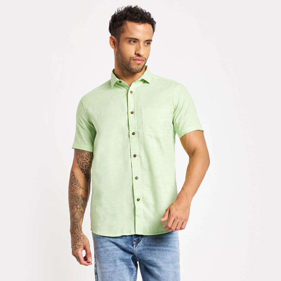 Cotton Solid Casual Shirt, Light Green, large image number null