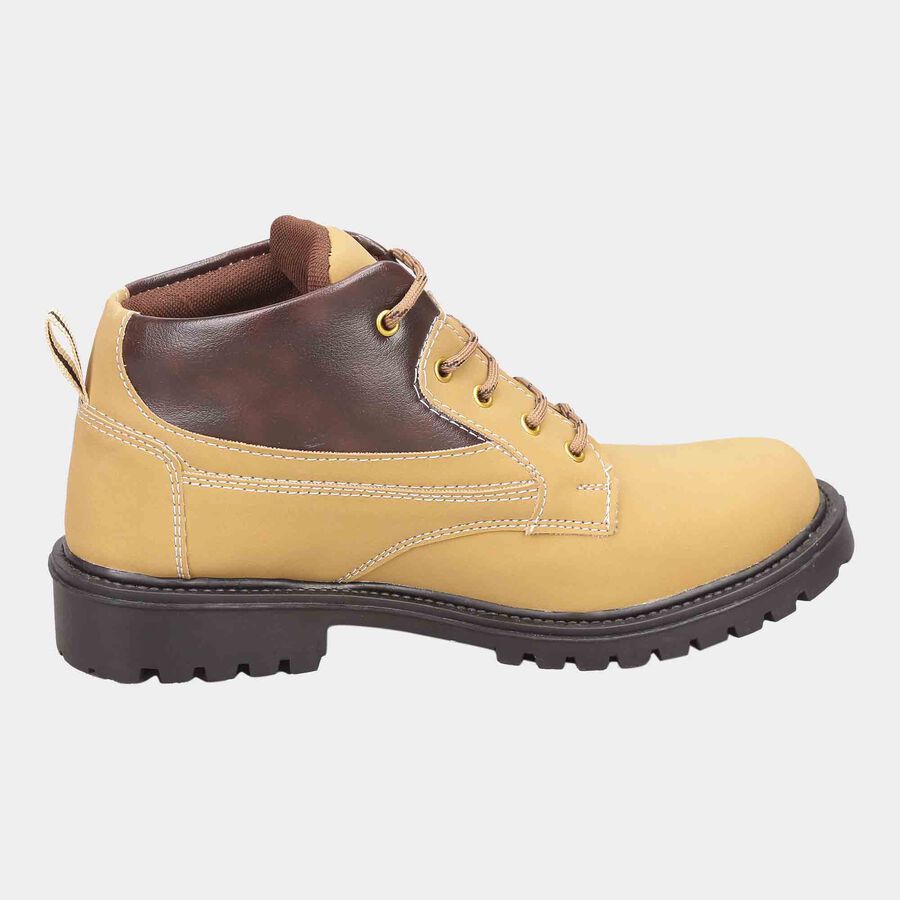 Men Solid Lace-Ups Casual Shoes, Beige, large image number null