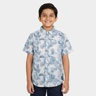 Boys' Casual Shirt, Mid Blue, small