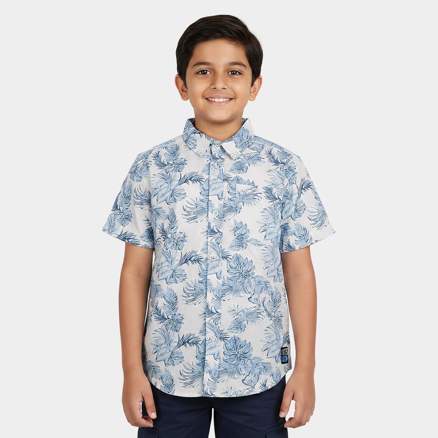 Boys' Casual Shirt, Mid Blue, large