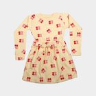 Girls' Cream Printed Fit and Flare Frock, Off White, small
