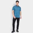 Men's 100% Cotton Casual Shirt, Dark Blue, small