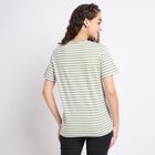 Ladies'  Stripes Round Neck T-Shirt, Light Green, small