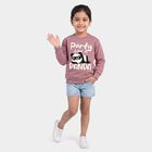 Girls Purple Crew Neck Pullover Sweatshirt, बैंगनी, small