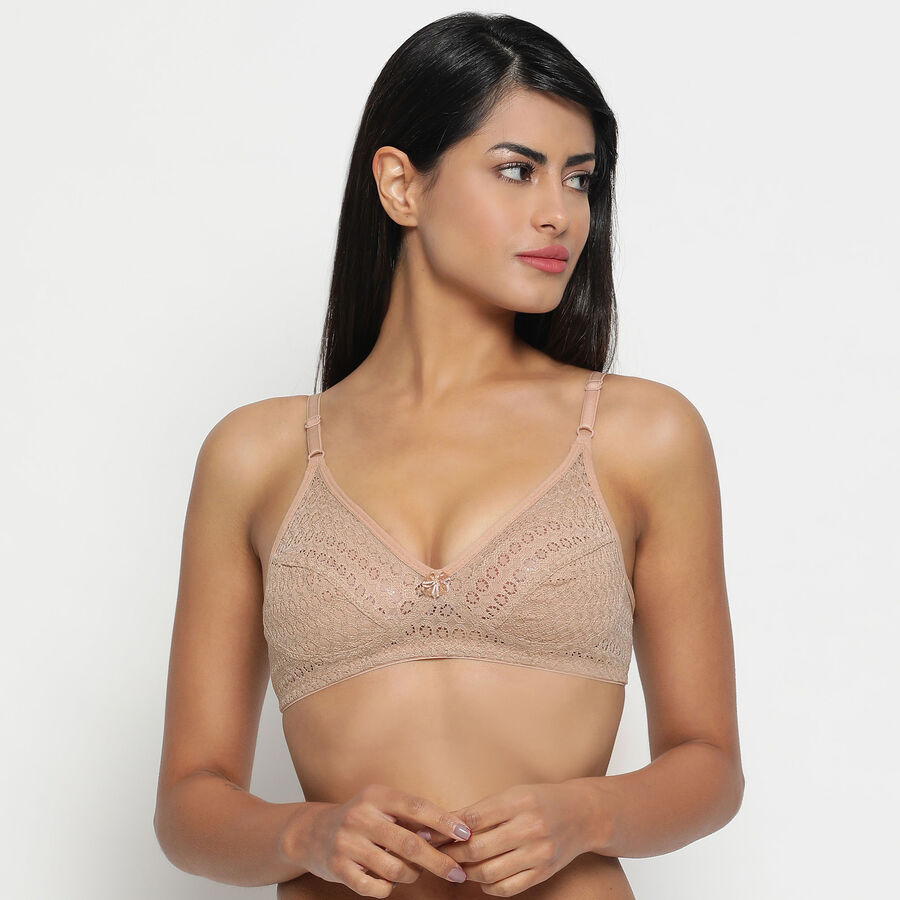 Full Lace Non-Padded Bra, Beige, large image number null