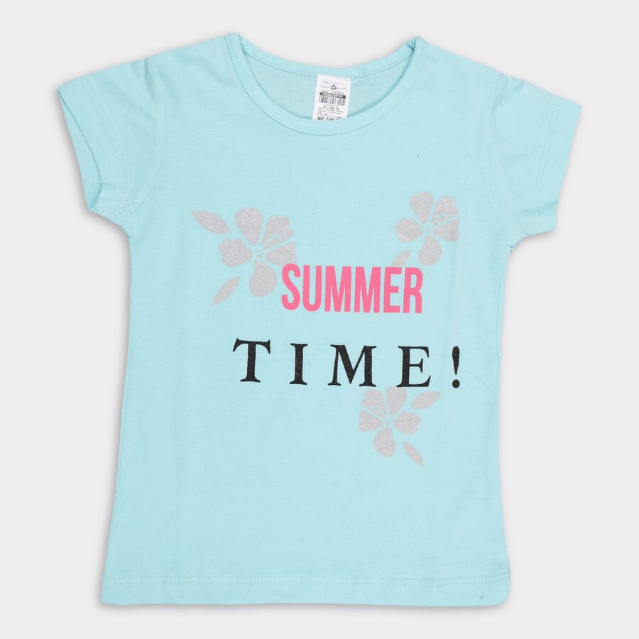 Girls' 100% Cotton T-Shirt , Aqua, large image number null