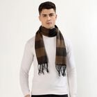 Men's Dark Brown Checked Muffler, Brown, small image number null