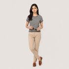 Women Grey Round Neck Regular T-Shirt, Melange Mid Grey, small