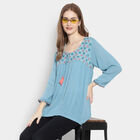 3/4Th Sleeves Straight Kurti, Mid Blue, small image number null