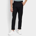 Men's Slim Fit Casual Trousers, काला, small image number null