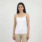 Women's White Cotton Blend Sleeveless Innerwear Slip, सफ़ेद, small