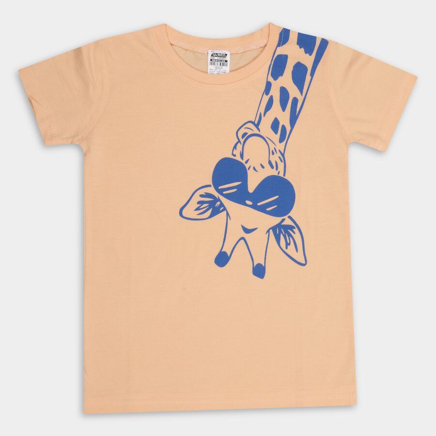 Boys' Half Sleeves T-Shirt , Peach, large image number null