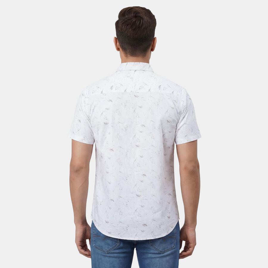 Men's White Cotton Button Down Casual Shirt, ऑफ व्हाइट, large