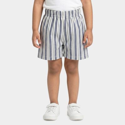 Girls Light Blue Regular Fit Striped Pull-On Shorts