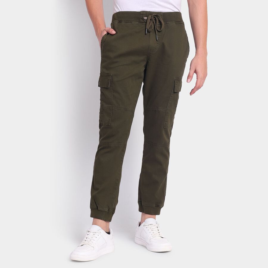 Men's Slim Fit Casual Trousers, Olive, large image number null