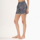Women's Dark Navy Floral Printed Lace Trim Shorts, Navy Blue, small