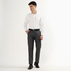 Men's Charcoal Grey Slim Fit Flat-Front Formal Trousers, Dark Grey, small