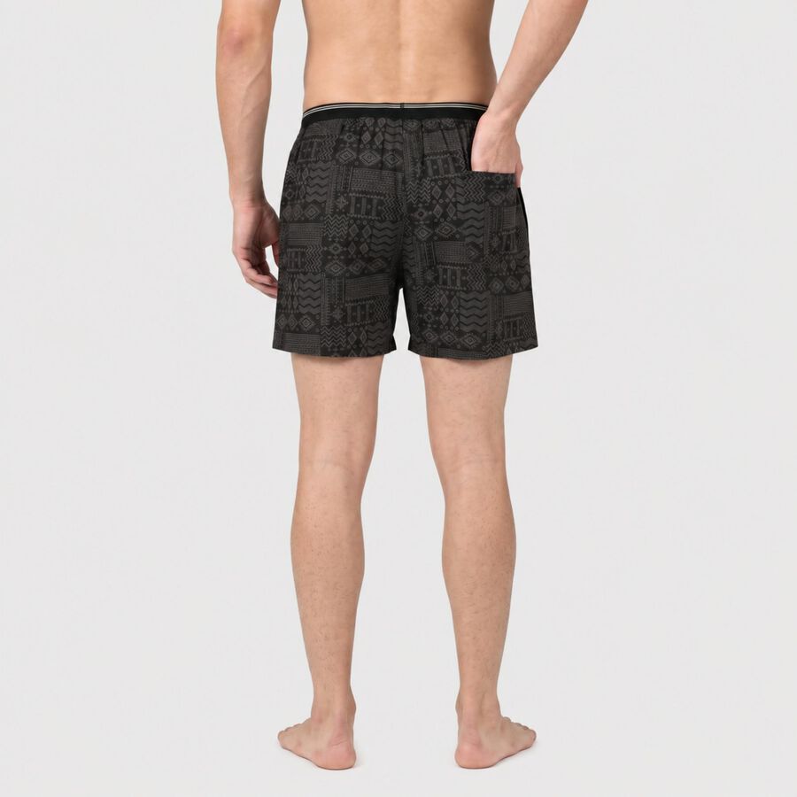 Men's Black Relaxed Fit Printed Boxers, Black, large