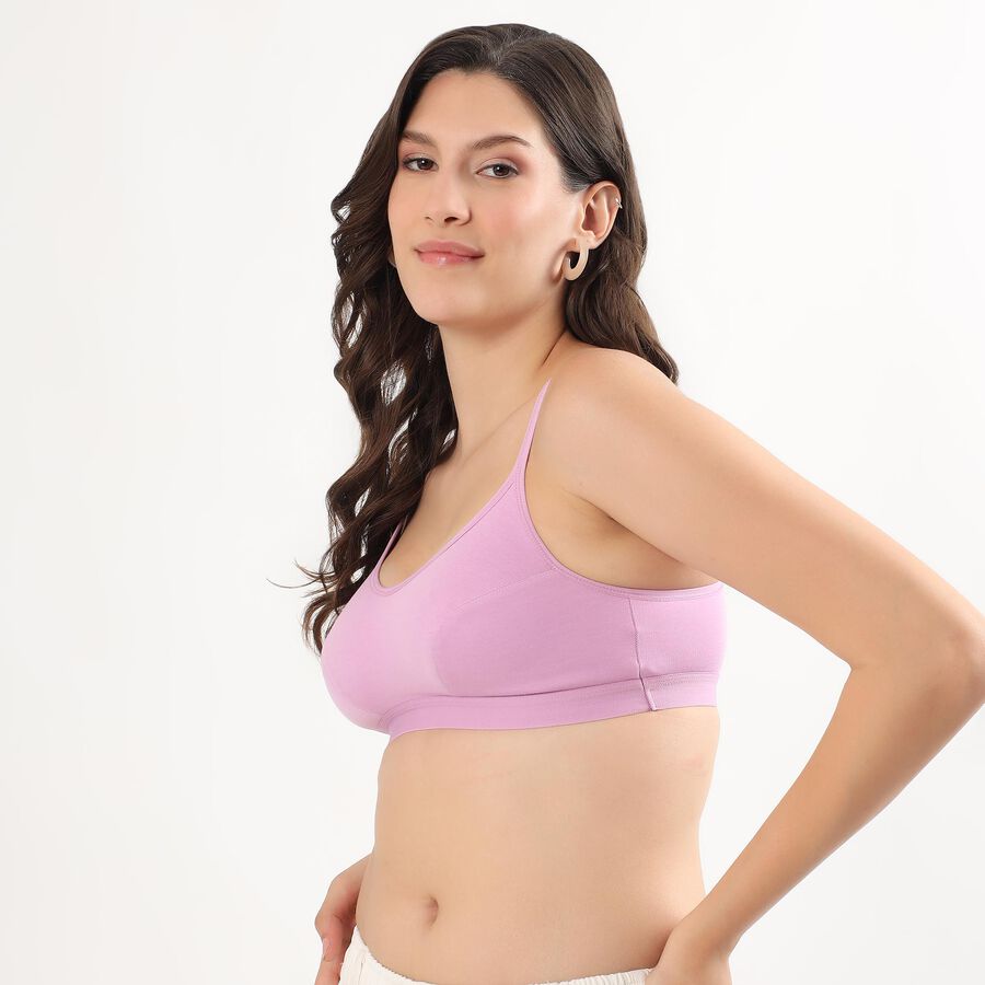 Women's Soft Lavender Cotton Blend Scoop Neck Bralette, Lilac, large image number null
