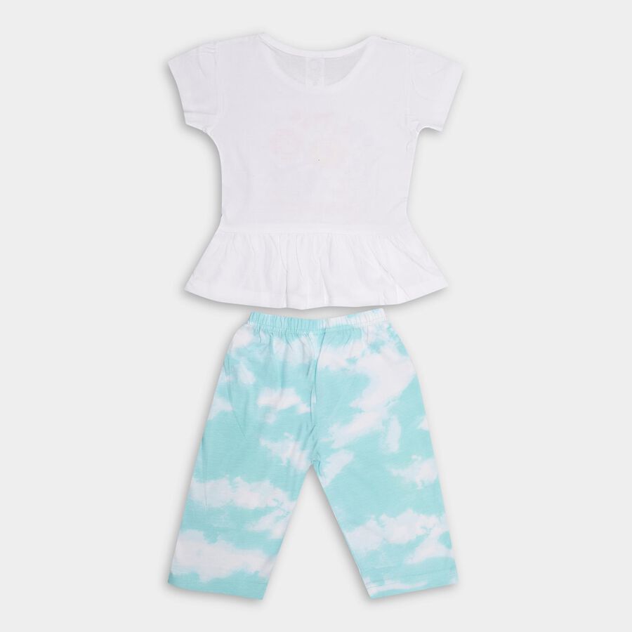 Girls' 100% Cotton Capri Set, Aqua, large image number null