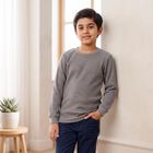 Boys' Grey Long Sleeve Thermal, चारकोल, small