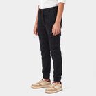 Boys Black Cargo Fit Utility Jeans, काला, small