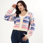 Women's Off-White V-Neck Casual Cardigan, Off White, small