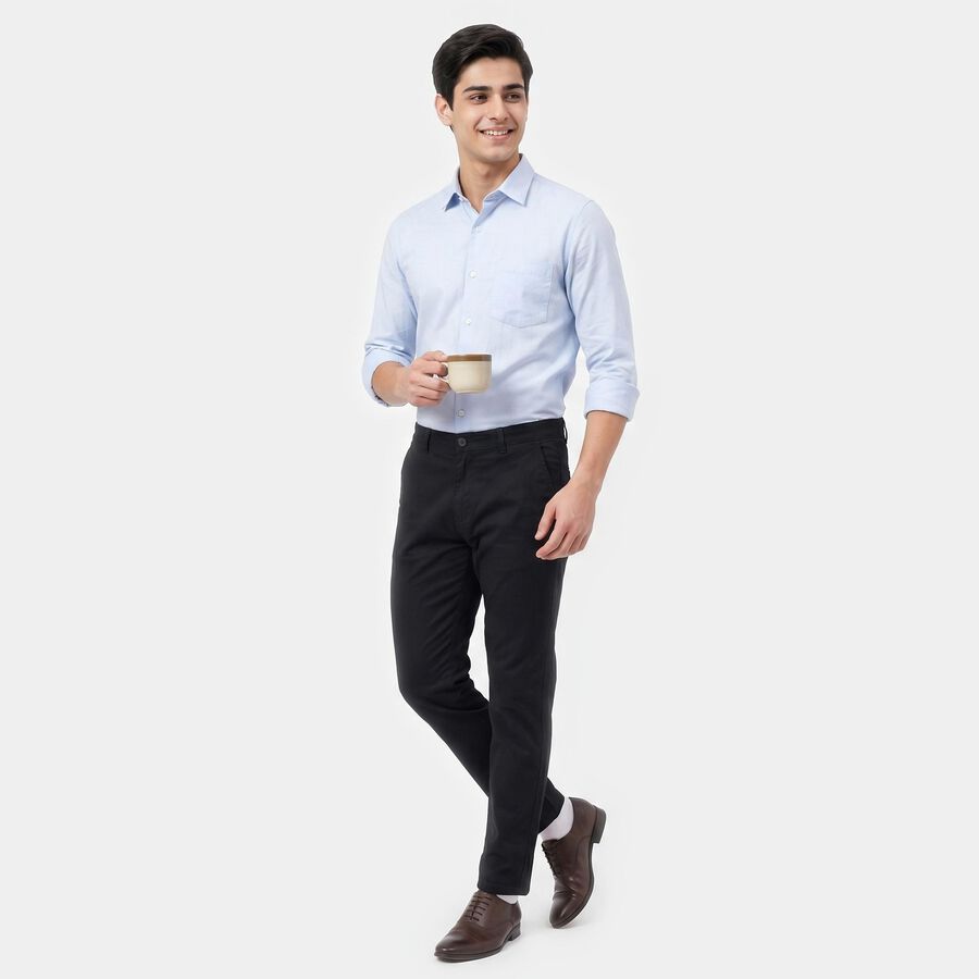 Men's Navy Blue Slim Fit Chino Trousers, नेवी ब्लू, large