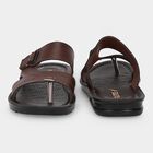 Men's Brown Slip-On Toe Loop Slide Sandals, भूरा, small